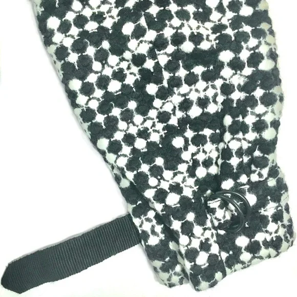 AKRIS PUNTO Blazer Jacket Tweed Dot Embroidered Wool Belted Waist Black White 8 - Picture 15 of 16